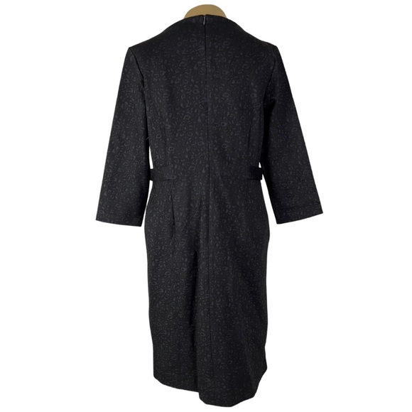 New Chico’s Black Leopard Ponte Jacquard Sheath Dress - Picture 4 of 7